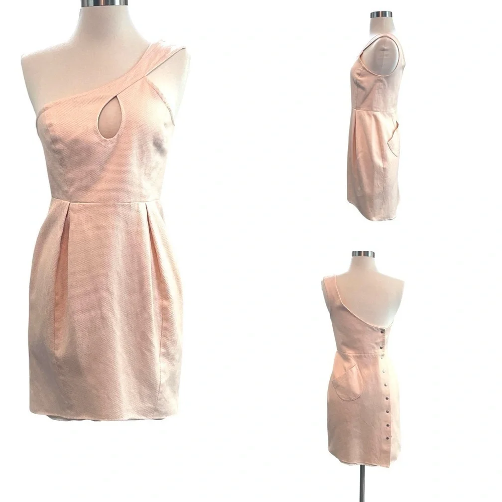 Jill Stuart Pink One Shoulder Cocktail Dress Size 4